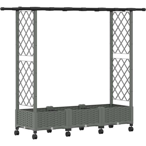 vidaXL Cama elevada con trellis y techo Gris Claro 164 x 40 x 127 cm (1/2)