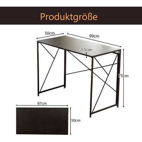 Bureau noir design moderne, 120x60cm, plan de travail robuste, espace de rangement intégré, idéal pour bureau à domicile ou professionnel.