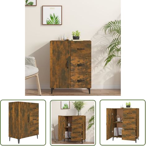 Furniture Limited - Buffet chêne fumé 69,5x34x90 cm bois d'ingéni (1/5)