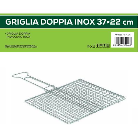 Griglia doppia inox, 37x22 cm