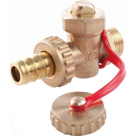 Schläfer 704411  Rubinetto Scarico HS Valvola a Sfera Filetto Maschio 1/2" DN15, Pn16 con Portagomma e Tappo, Ottone Giallo, Raccordo in Ottone. (1/5)