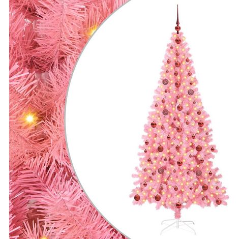 Sapin de Noël Arbre de Noël avec 300 LED avec support Rose 210 cm PVC (1/5)