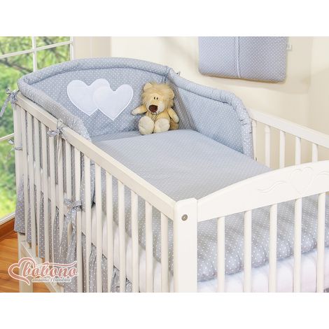Set di biancheria da letto a 3 pezzi 135x100 - Cuori e pois su sfondo grigio (1/3)