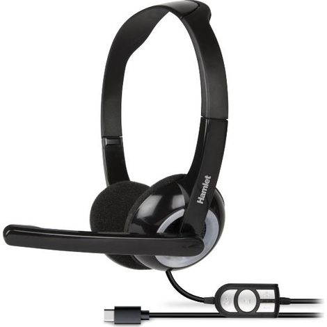 Hamlet HHEADMUS-C Kopfhörer & Headset Kabelgebunden Kopfband Anrufe/Musik USB Typ-C Schwarz