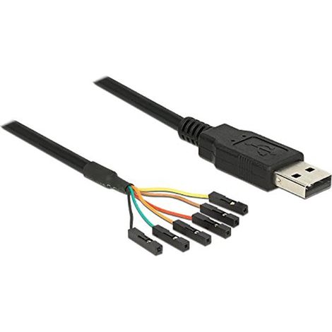 Delock Câble USB USB-A mâle, Prise USB sur poteau 1.80 m noir 83787