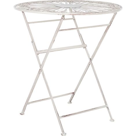 Mesa de balcón de metal blanco crema 70 cm retro francés exterior Scafa