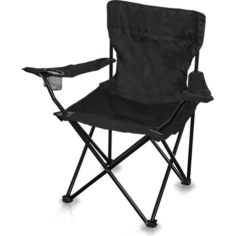 Fauteuil de jardin pliant en acier – Dossier avec accoudoirs et porte-gobelet – Revêtement imperméable et résistant aux intempéries – 120 kg – Mojawo