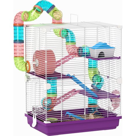 Os à mâcher pour hamster avec tunnel, lot de 4 pièces, dimensions 46 x 30 x 58 cm, couleur violette, idéal pour user les dents et divertir votre rongeur.