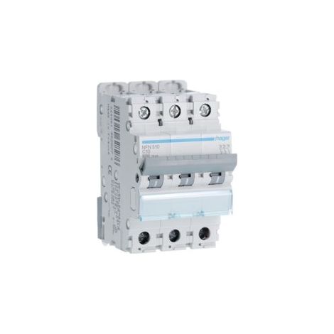 Disjoncteur 3P 6-10kA courbe C - 10A 3 modules HAGER NFN310 (1/2)