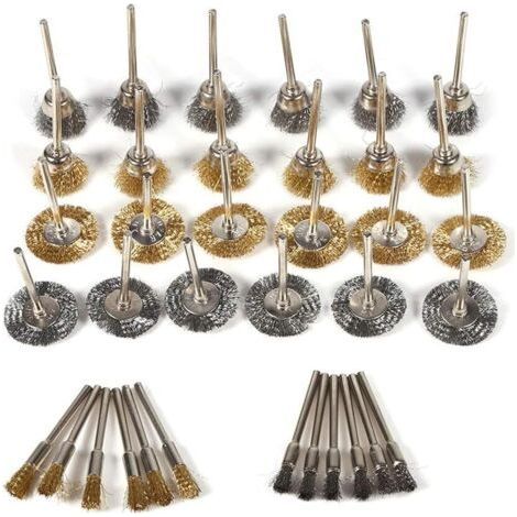 36Pcs Polishing Brass Brush Set Metal Brush Set for Drill Tools Stainless Steel Wire Complete Kit Drill Rotary Brushes (1/5)