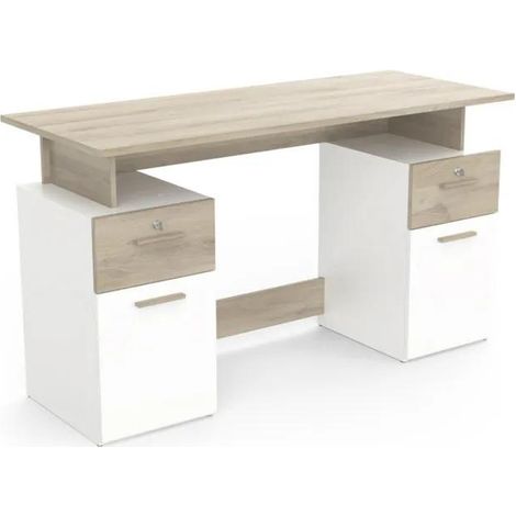 Demeyere Büro 2 Schubladen Platon Eiche und Weiß (1/3)