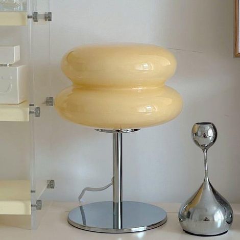 2pcs Lampe De Table Led, Lumière D'ambiance Rétro En Verre, Lampe De Bureau Mignonne, Lampe De Chevet Usb (Crème) (1/3)
