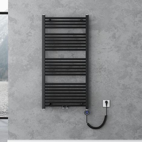 doporro Radiatore Piatto 120x60cm con Elemento Riscaldante 600W, Radiatore Scaldasalviette Termoarredo da Bagno Riscaldamento Elettrico o da Acqua Calda RHE in Acciaio, Antracite