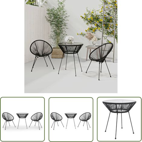 Furniture Limited - Ensemble à manger de jardin 3 pcs Noir (1/5)