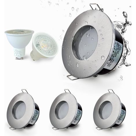 Set of 4 Recessed Spotlights IP65 GU10 5W 6000K Cool White Aluminum Bathroom Kitchen (1/5)