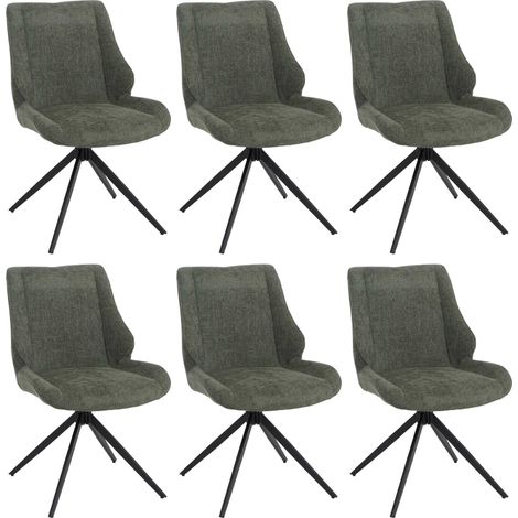 6er-Set Esszimmerstuhl HHG-026, Küchenstuhl, drehbar Auto-Return, Stoff/Textil Chenille (320g/m²) Öko-Tex grün (1/5)