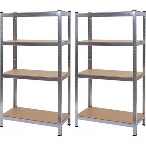 HHG – Étagère pour charges lourdes emboîtable 160x80x40cm – Charge 320kg – 4 niveaux en MDF – Métal zingué pour atelier