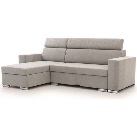 Ecksofa Schlafsofa Sofa CANTON in Stoff Camelia Hellgrau Ottomane Links (1/5)