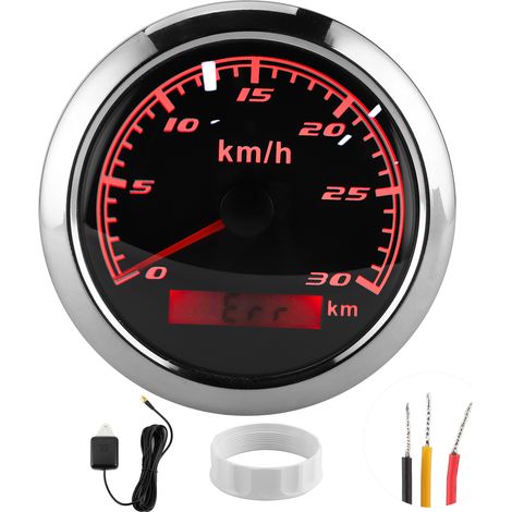 Compteur de vitesse GPS 30km/h - Odometre 85mm - IP67 Étanche pour bateau voiture yacht moto - Cadran noir (1/5)