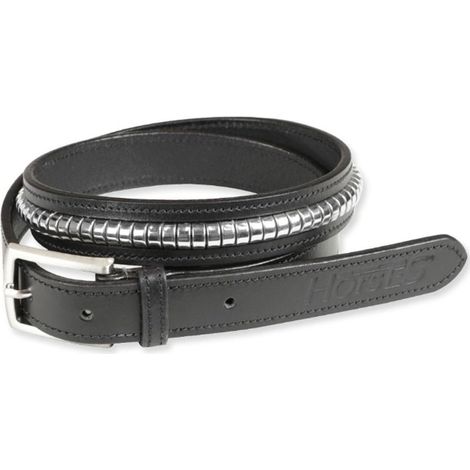 95 cm, Nero: Cintura da equitazione per donna in morbido cuoio con Clincher color argento (1/4)