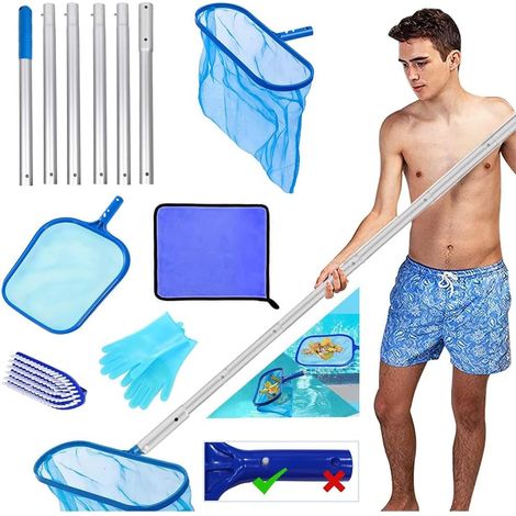 Swimming Pool Cleaning Kit, 2 Piece Pool Bottom Net for Deep Water and Surface, Telescopic Pool Handle 2.25 m, Pool Landing Net for Pool, Pond, Spas (1/5)