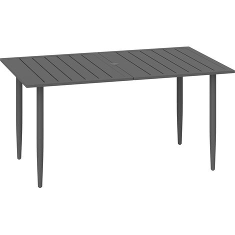 GagaTable de jardin 150x90 cm en acier avec trou pour parasol noir (1/5)