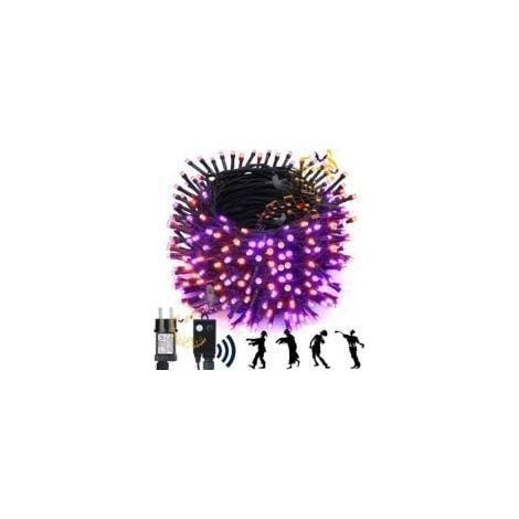 Décoration extérieure d'Halloween, guirlande lumineuse étanche de 22 mètres, 200 LED, orange et violet, parfaite pour les jardins, les rideaux, les balcons ou les fêtes (1/5)