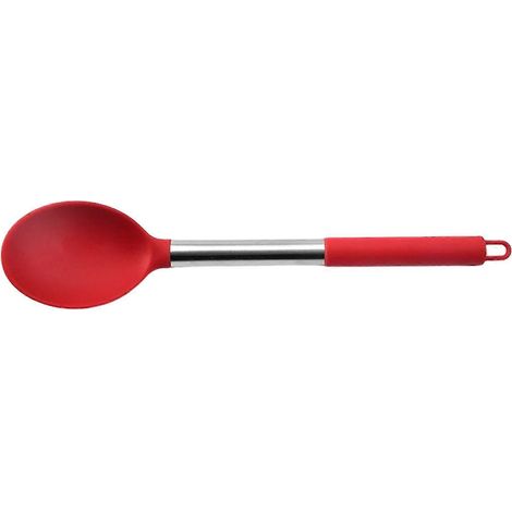 Cuillère de service de cuisine rouge, de qualité alimentaire, pour mélanger et servir lors de réceptions à la maison.-Red Solid Spoon