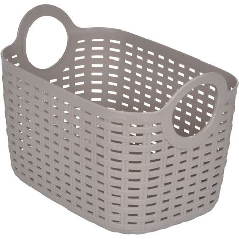 Panier à Linge Arrondi "Tressé" 6L Taupe