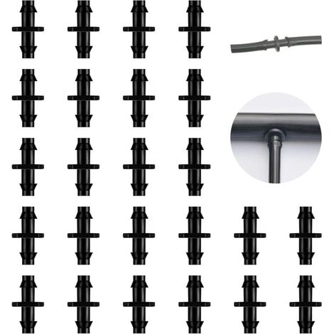 Ulisem200 pezzi connettori per irrigazione a goccia, connettori a barbe per irrigazione a goccia adatti a tubi da 4/7 pollici, giunti di irrigazione dritti (diametro: 6,7 mm) (1/4)