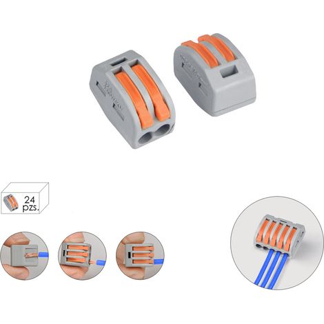 Barrette de Connexion Electrique Rapide, 2 Pôles, Ø 4 mm. 32 A, Colis 24 Unités