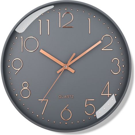 Horloge murale 30 cm (12 pouces) élégante et moderne à quartz silencieux (sans tic-tac) (1/5)