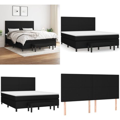 Boxspringbett mit Matratze Schwarz 160x200 cm Stoff - Boxspringbett - Doppelbett - Schlafraum - Bettsofa - Bettgestell - Home & Living (1/5)