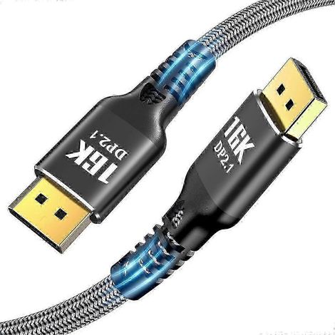 Câble vidéo et audio DisplayPort 2.1 16K (8K à 120 Hz, 4K à 240 Hz, 80 Gbit/s, HDR) compatible avec les ordinateurs portables, les téléviseurs, les projecteurs et les moniteurs de jeu KFWHBYV (1/4)