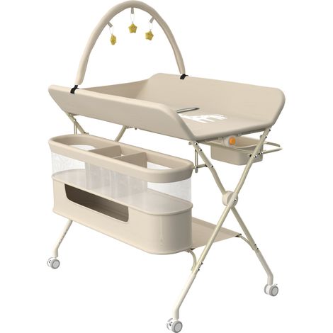TABLE - PLAN A LANGER pour Bébé -Pliable-Hauteur Réglable -Panier de Rangement-Étagère-Roue Verrouillable (1/5)