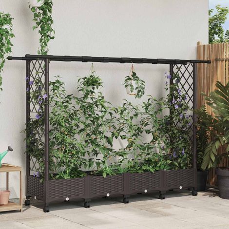 Teenpull – Hochbeet mit Rankgitter und Dach Braun 203 x 40 x 127 cm PP (1/5)