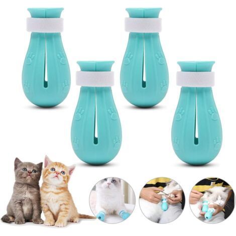 4 pcs Anti-Scratch Boxes for Cat, Cat Anti-Scratch Boxes, Cat Bath Shoes Anti-Scratch Cat Boxes SiliCone Adjustable Pet Foot Cover Cat Paw Protector (1/5)