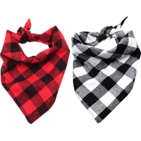 Filiyano-Bandana à carreaux pour chien, foulard triangulaire, accessoires pour animaux de compagnie, rouge et noir - L - 2 pièces (1/5)
