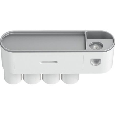Porte-brosse à dents magnétique, support pour gobelets à dents et distributeur de dentifrice, ABS, 4 gobelets, salle de bain