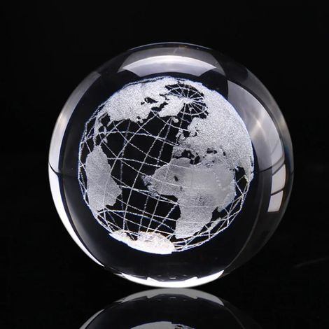Boule de cristal, gravure laser, décoration de bureau