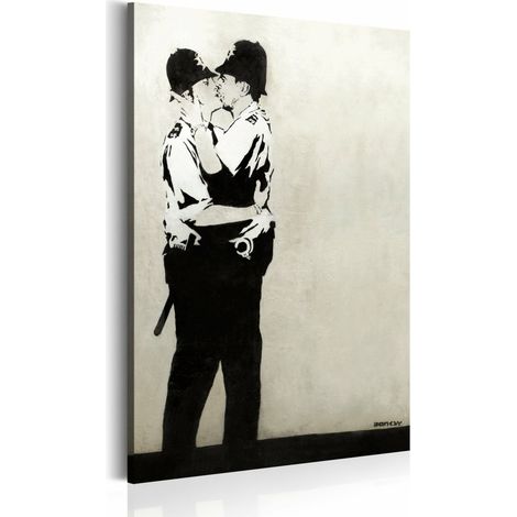 Tableau embrasser les cuivres par banksy - 60 x 90 cm (1/4)