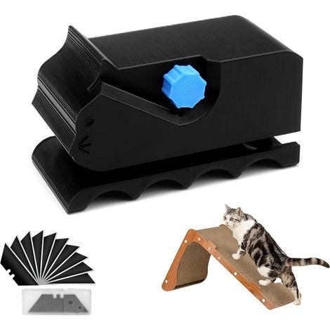 Cutter en Forme de Chat Imprimé 3D, Magnifique Forme de Chat Cutter pour Griffoirs, Noir Coupe-Carton pour Griffoir avec 10 Lames, pour Loisirs Créatifs, Bricolage, Animaux de Compagnie (1/4)