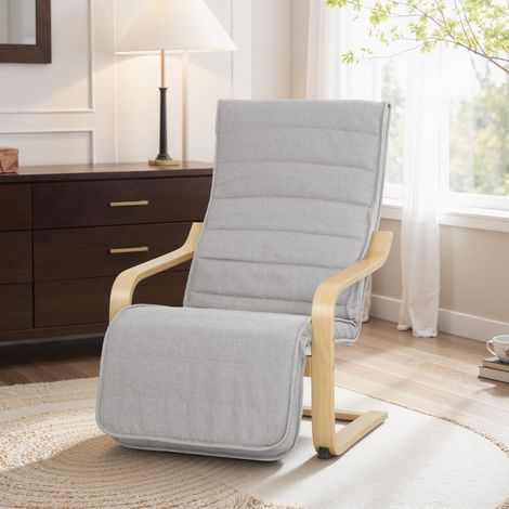 Sillón de Salón con Reposapiés Ajustable Butaca Tapizada en Lino Sintético para Oficina Dormitorio 66,5x94x100cm Gris (1/5)