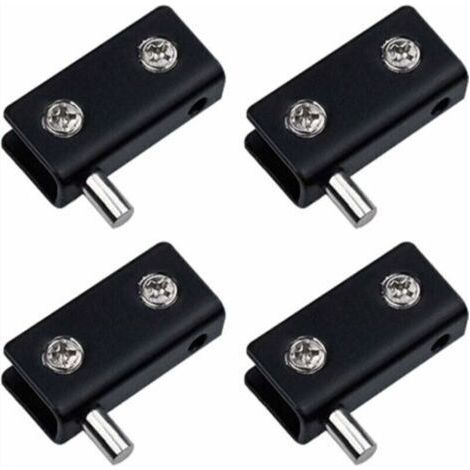 Set mit 4 rahmenlosen Drehbändern für Glastüren – Schwarz – Türclips aus Edelstahl mit verstellbarem Stift – Ersatzset für 5–6 mm Glastüren (1/5)