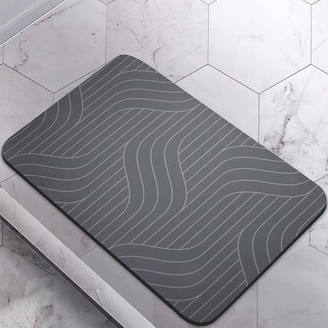 Tapis De Bain - En Pierre Naturelle - Antidérapant - Absorbant Rapide - Séchage Rapide - Pour Salle De Bain - 40 X 60 Cm - 1 Pièce (1/5)