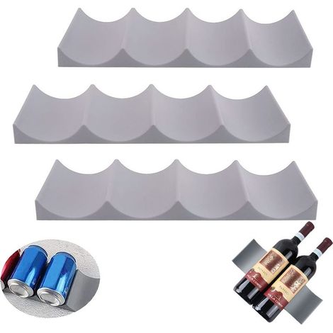 3-Piece Plastic Bottle Holder, European Style Non-Slip Beer Bottle Rack, Stackable Bottle Holder for Kitchen, Refrigerator, Restaurant, Bar (Grey) (1/5)