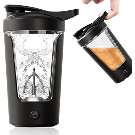Elektrischer Shaker – Klumpenfreier Protein-Shaker mit 7000 U/min Motor, USB-C Schnellladefunktion, kabellos und wiederaufladbar – Perfekt für Protein-Shakes und Pre-Workout-Mischungen (Schwarz)