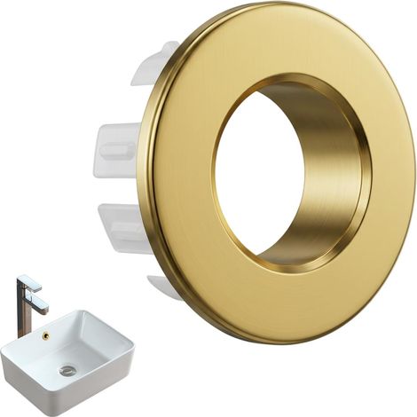 Couvercle de trop-plein en laiton brossé doré - Accessoires de salle de bain - Anneau de trop-plein antirouille - Résistant à l'usure - Garniture pour baignoire, cuisine, lavabo - Utilisation (1/5)