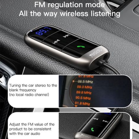 Modulateur FM - Bluetooth 5.0 - Lecteur Carte TF MicroSD - Transmetteur Audio pour Autoradio - Compatible Voiture - 1 Pièce (1/5)