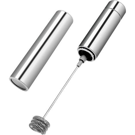 Montalatte elettrico in acciaio inox con cavo a molla a tre strati, frullatore per espresso portatile con coperchio, adatto all'uso domestico. (1/4)
